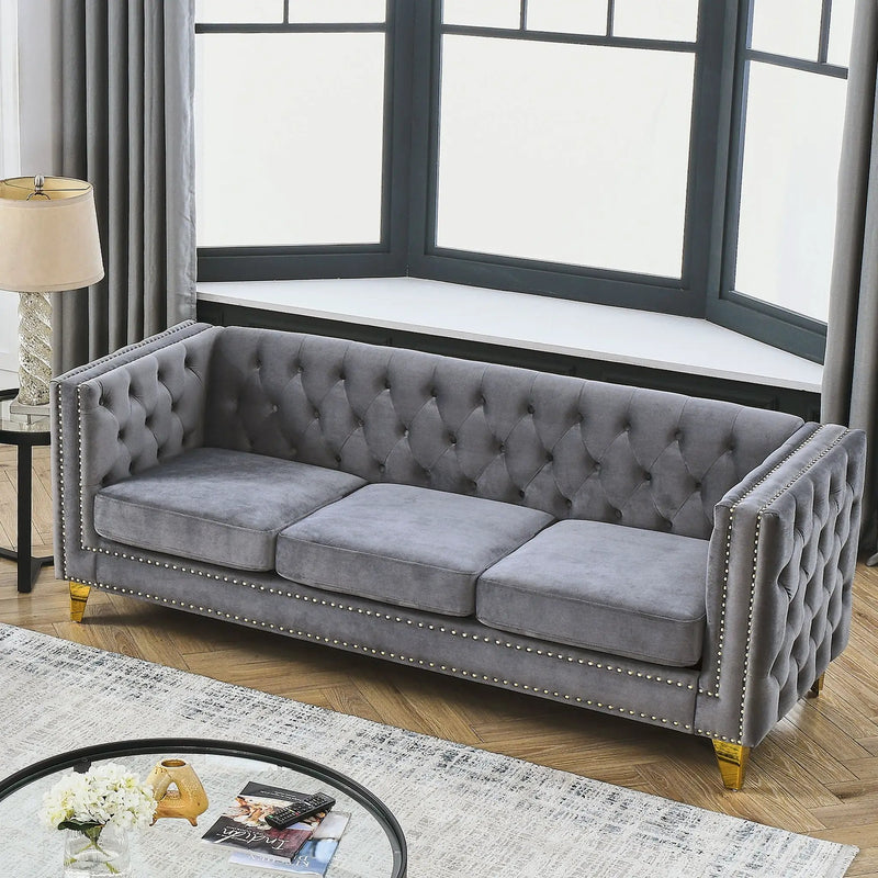 Modern Sofa With Button Tufting, Upholstered Couch For Living Room by HouseOfZazla