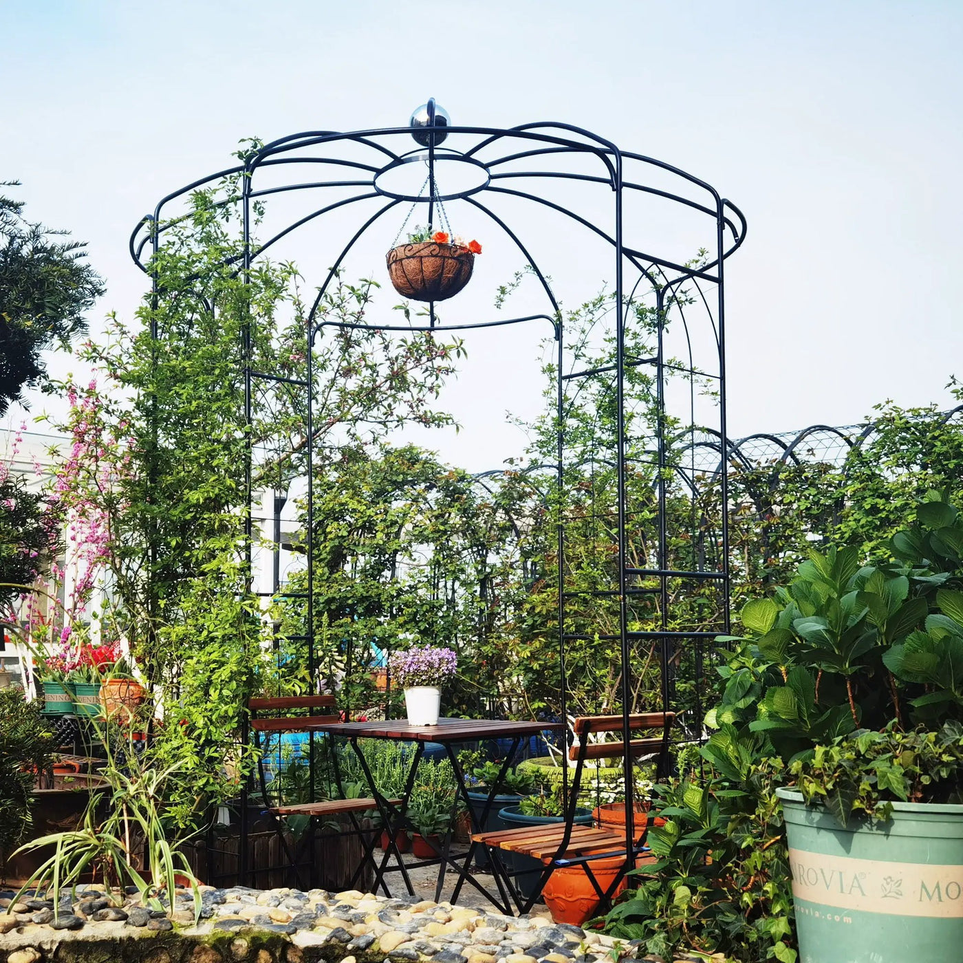 Metal Garden Arch Iron Garden Arbors Gazebo Dia High Birdcage Shape Pergola Pavilion For Wedding Ceremony by Unique Piece Furniture