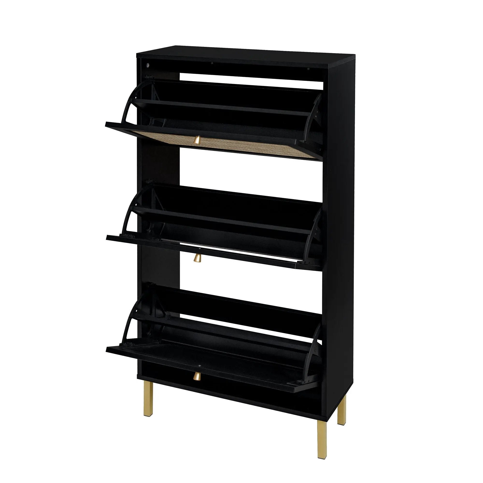 Modern Rattan 3 Door Shoe Rack Cabinet for Entryway by HouseOfZazla
