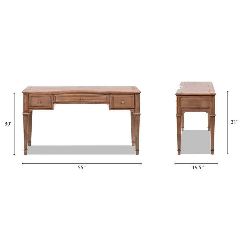 Dauphin - 3 Drawer Executive Desk - Brown by HouseOfZazla