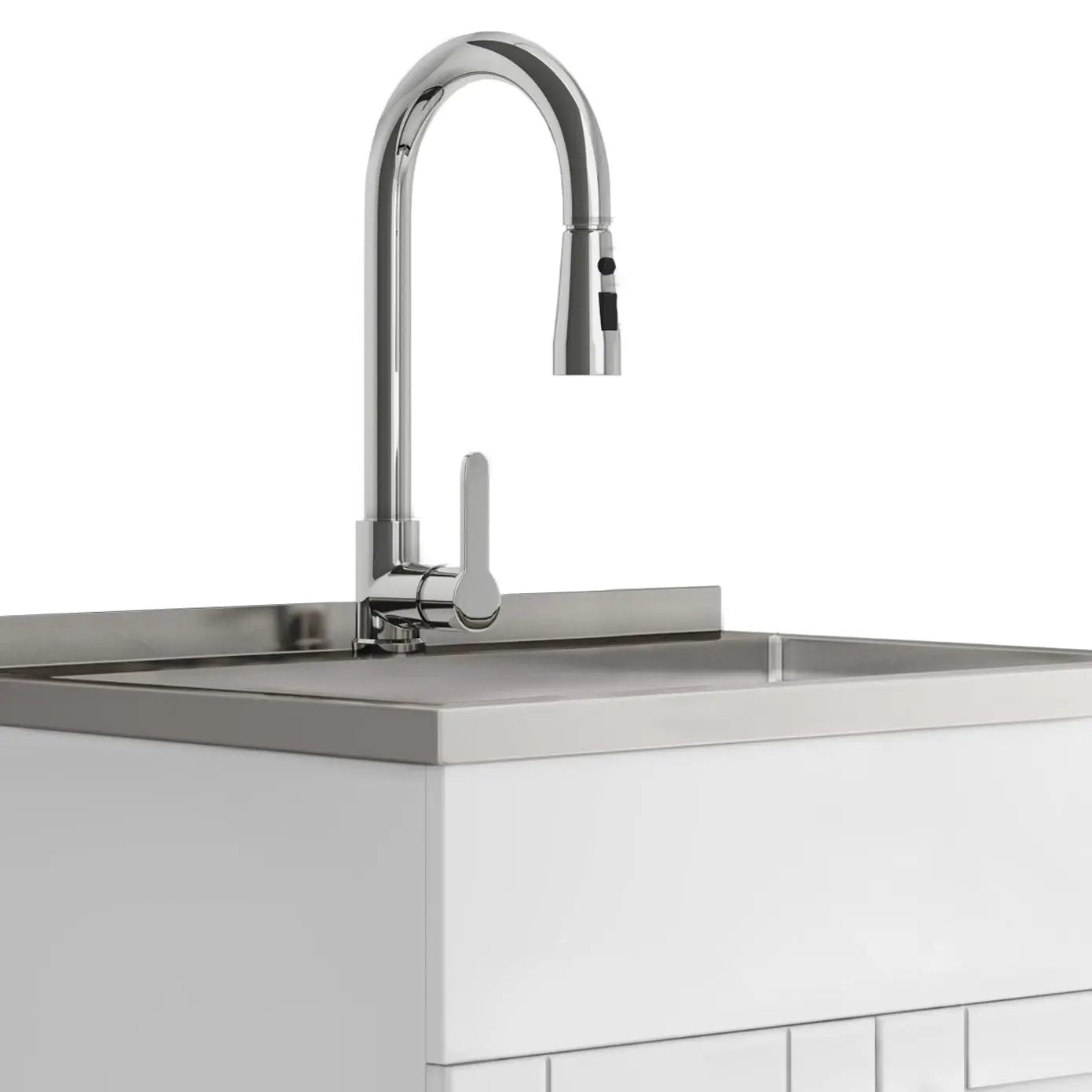 Shaker - Modern Wide, Laundry Cabinet With Faucet And Stainless Steel Sink by HouseOfZazla