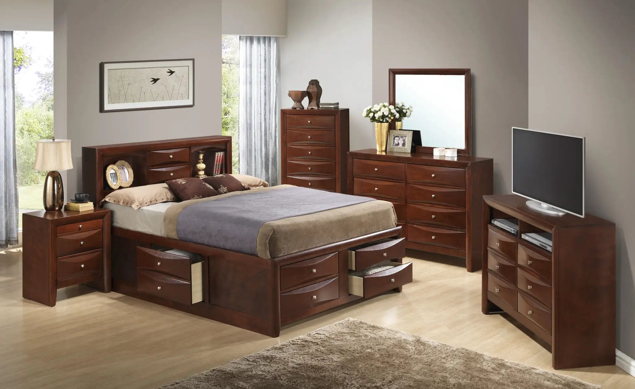 Modern Design Storage Bed With Bookcase Headboard by Unique Piece Furniture