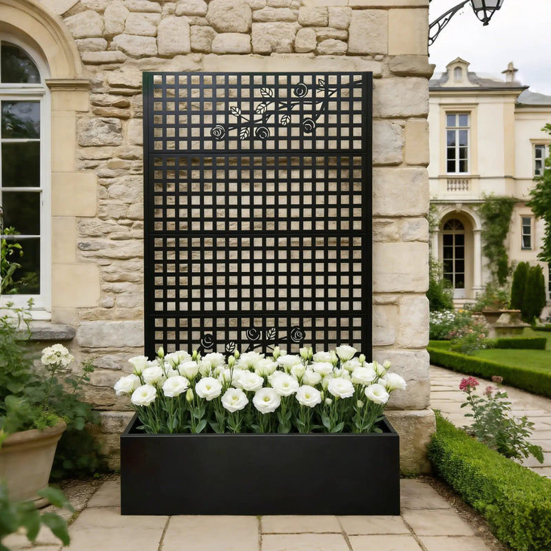 Metal Planter Box with Trellis 70.9in H x 43.3in W x 15.8in D by HouseOfZazla