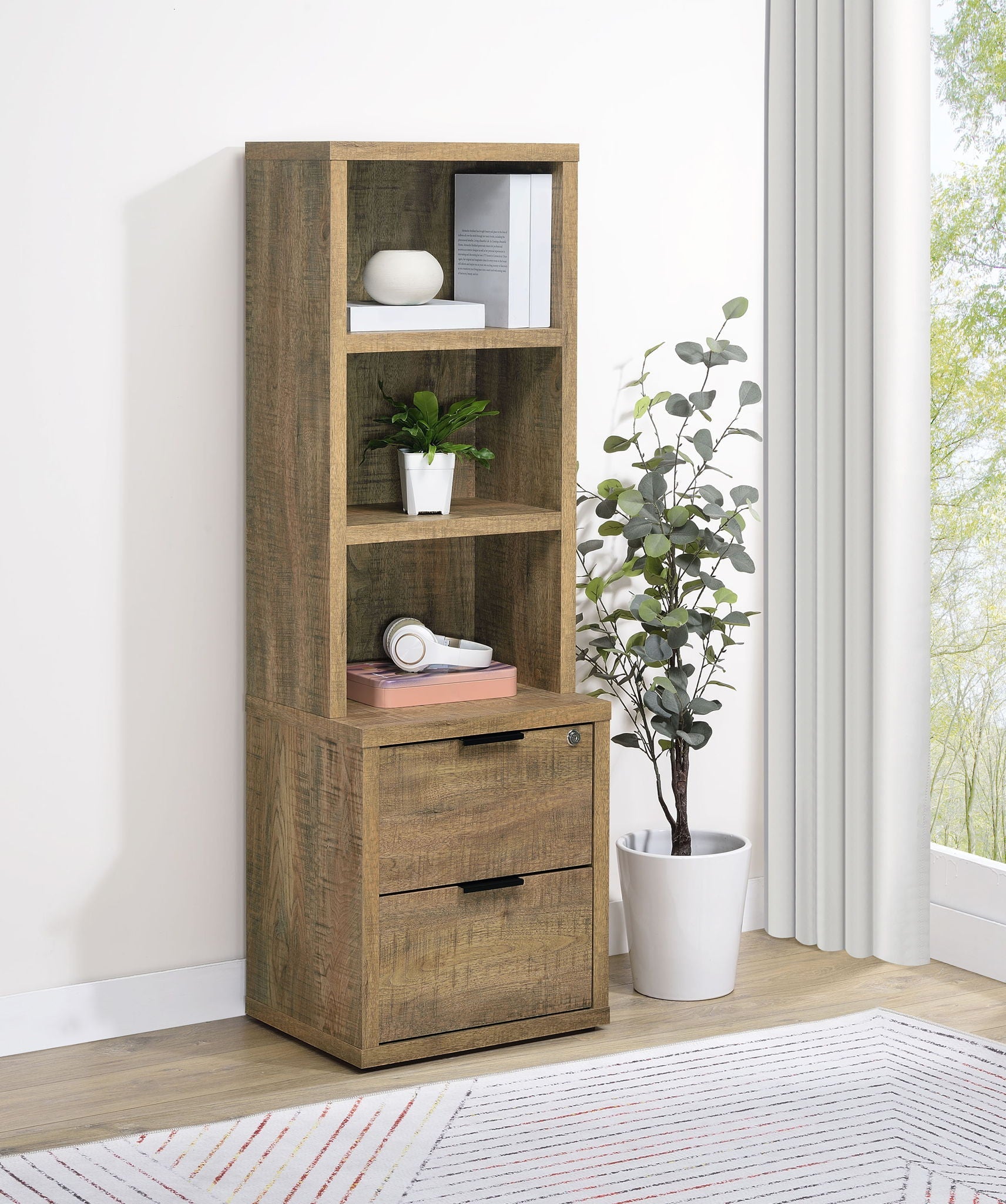 Westpark 3-shelf Bookcase USB and Lockable Drawer Mango by Unique Piece Furniture