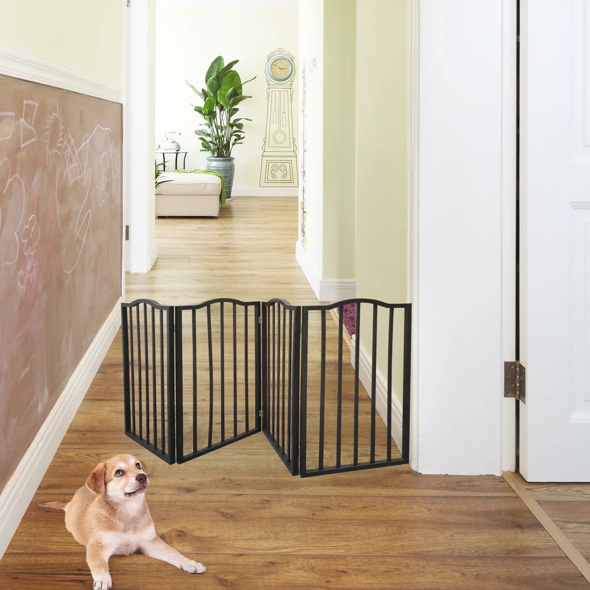 Pet Gate Dog Gate For Doorways, Stairs Or House Freestanding Folding - Dark Brown by HouseOfZazla