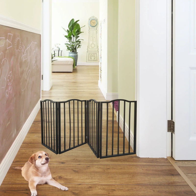 Pet Gate Dog Gate For Doorways, Stairs Or House Freestanding Folding - Dark Brown by HouseOfZazla