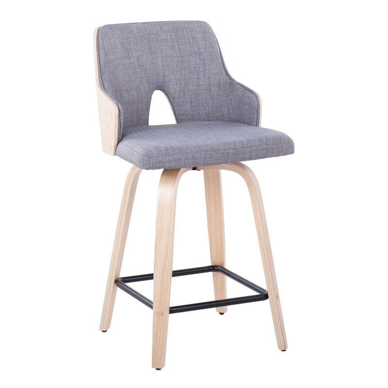 Stella - Contemporary Fixed Height Counter Stool With Swivel Square Footrest (Set of 2) by HouseOfZazla
