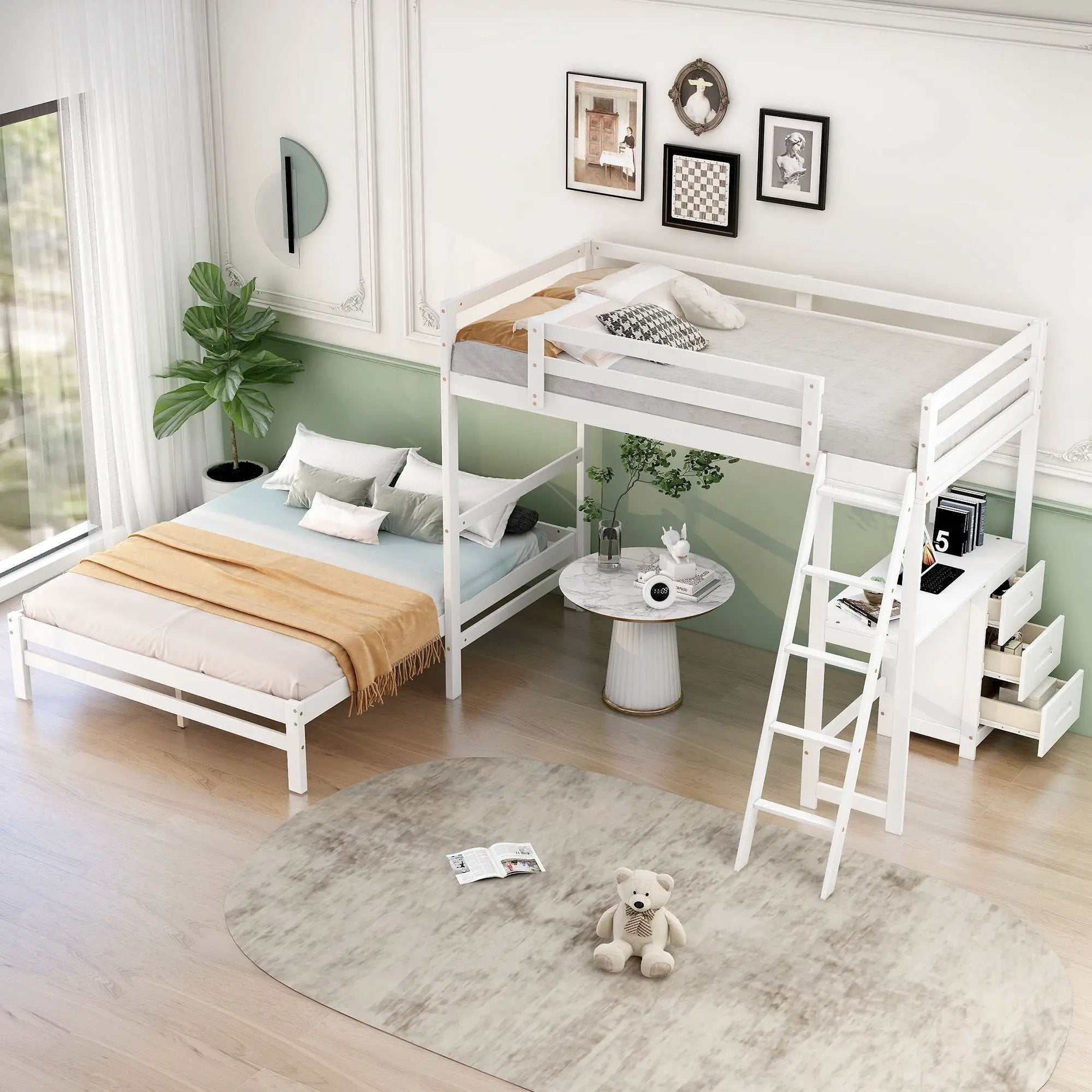 Bunk Bed With Built In Desk And 3 Drawers by Unique Piece Furniture
