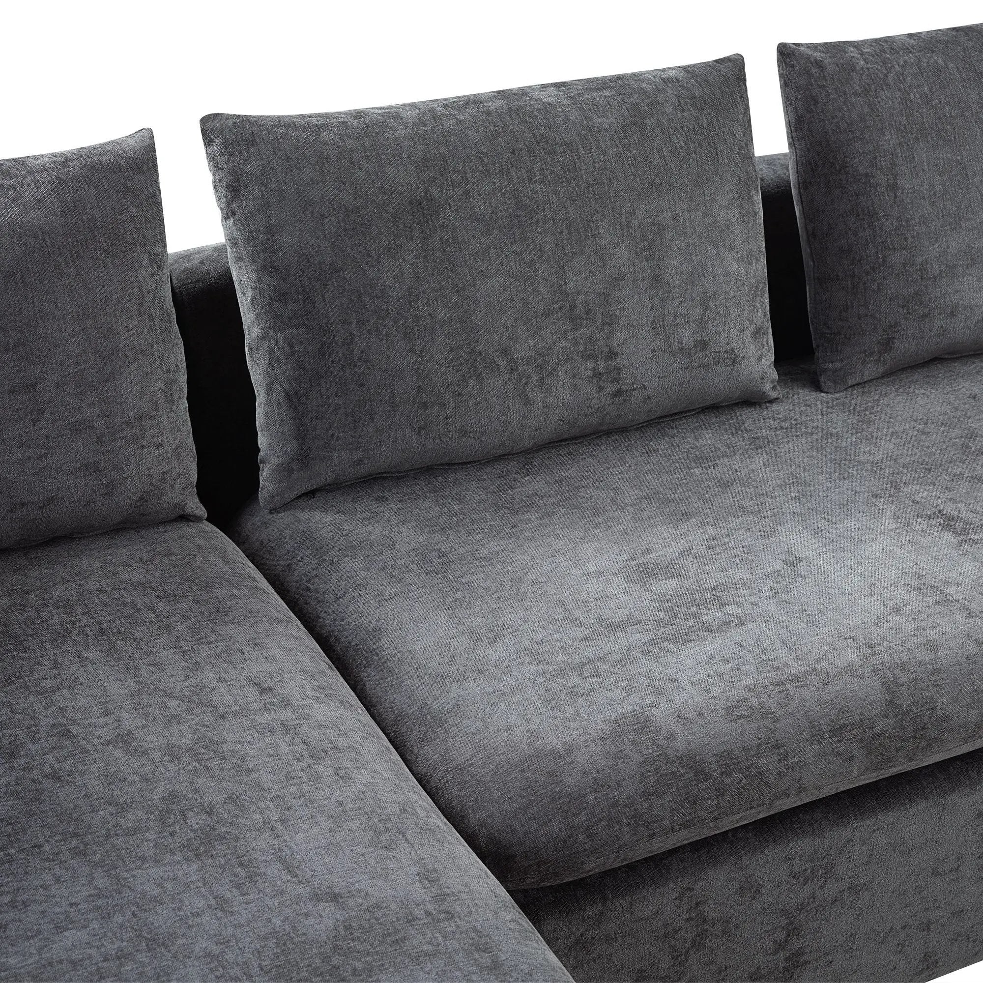 Modern L Shaped Sectional Sofa With Upholstery And Wooden Storage
