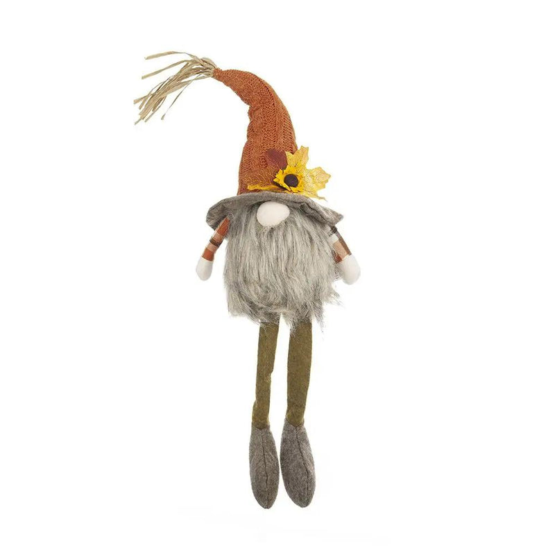 Sitting Gnome With Maple Leaf On Hat, For Holiday Harvest Festival Fall Festival & Thanksgiving Table Decorations (Set of 2) - Orange Multi by Unique Piece Furniture