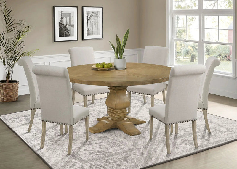 Florence 7-piece Round Dining Table Set Rustic Honey by Unique Piece Furniture