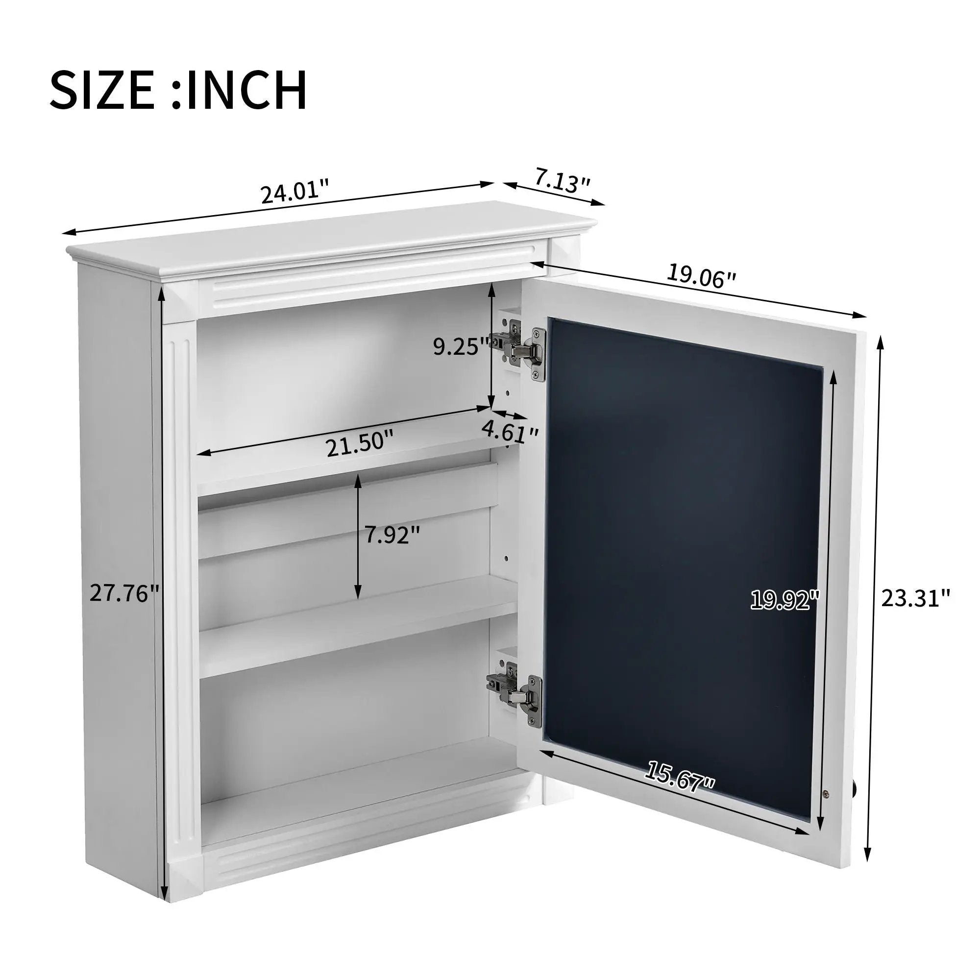 Wall Mounted Bathroom Storage Cabinet With Mirror, Medicine Cabinet With Height Adjustable Shelf by Unique Piece Furniture