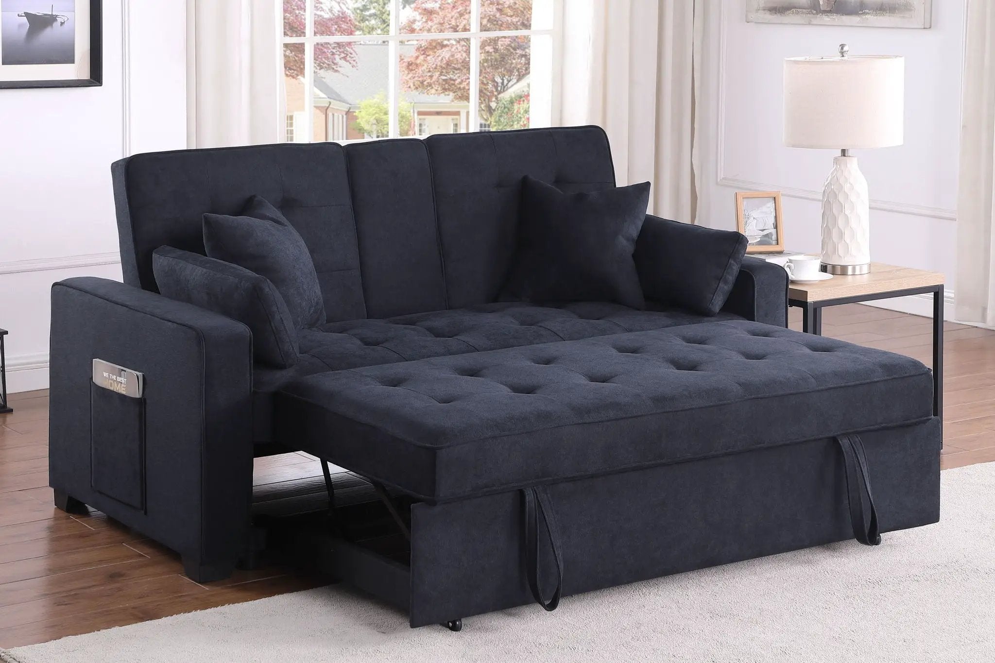 Cody II - 69.5"W Woven Fabric Convertible Sleeper Loveseat with Cup Holder by HouseOfZazla