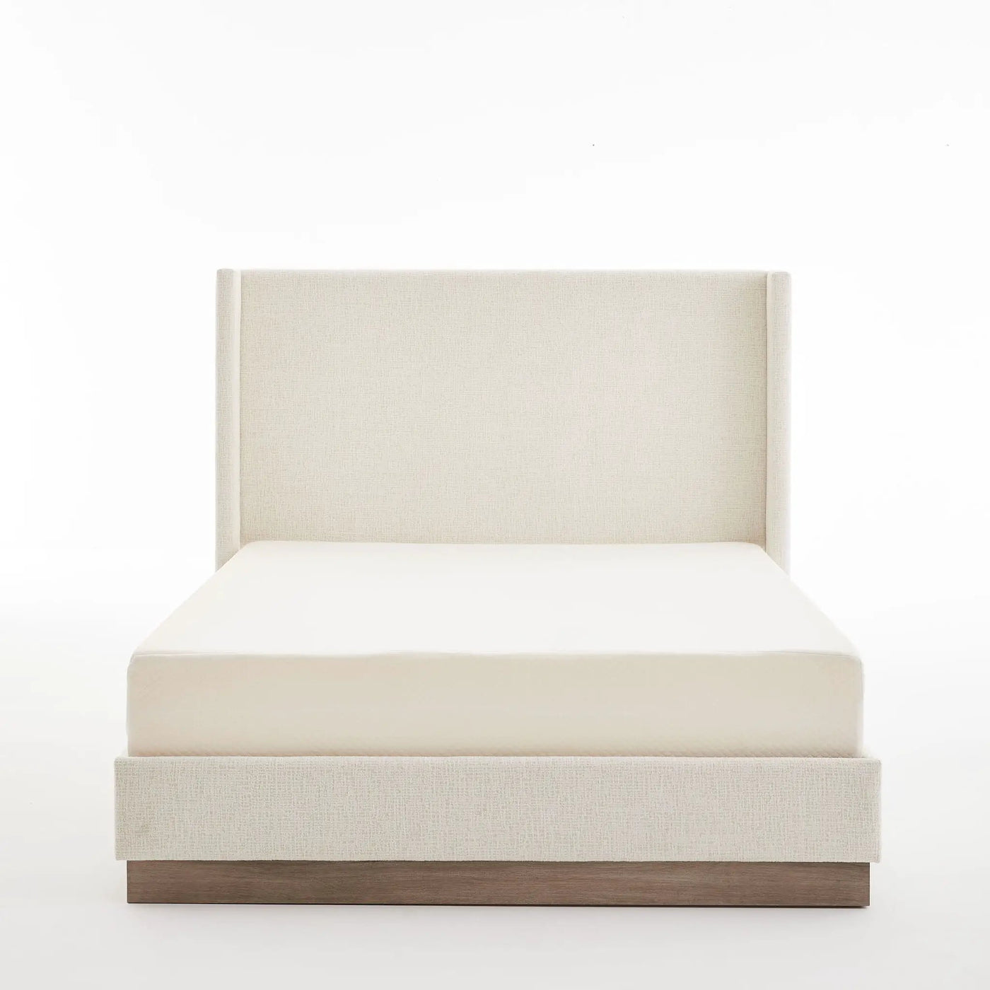 Hosford - Minimalist Upholstered Wingback Bed With Wood Base Platform by HouseOfZazla