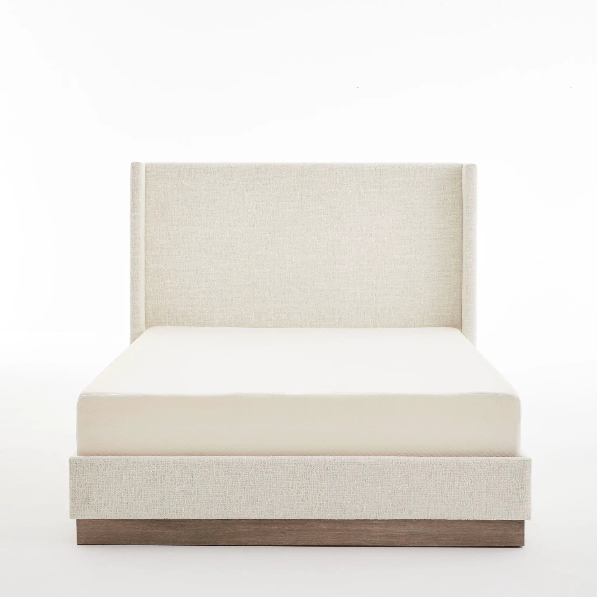 Hosford - Minimalist Upholstered Wingback Bed With Wood Base Platform