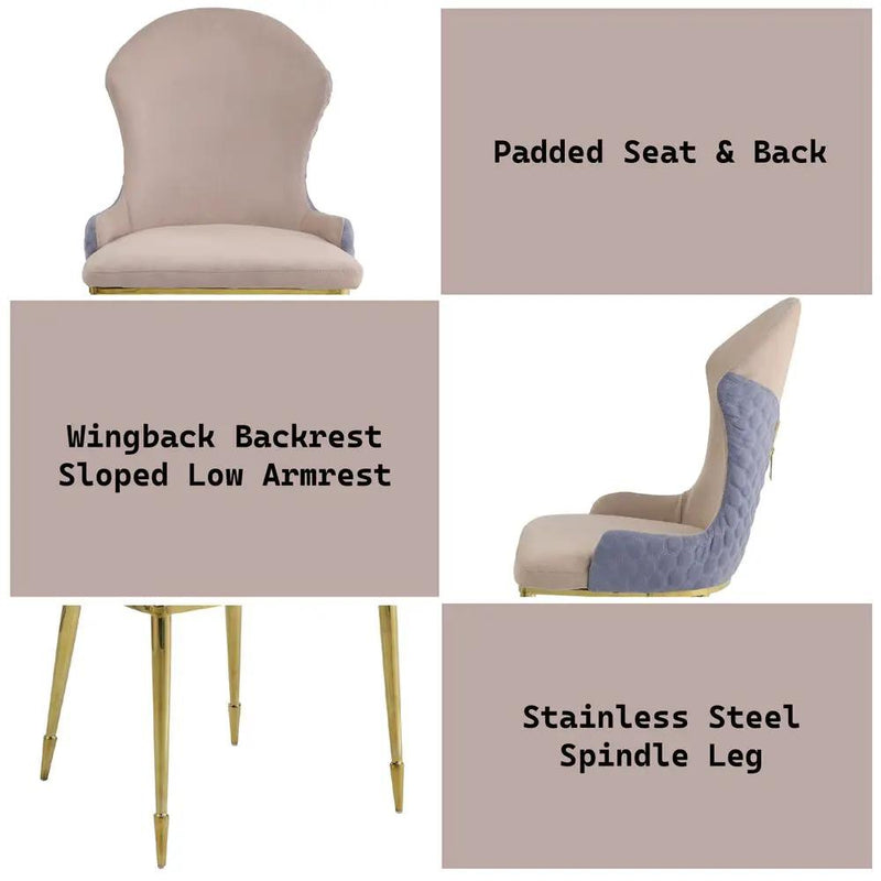 Caolan - Side Chair (Set of 2) - Tan, Lavender Fabric & Gold by Unique Piece Furniture