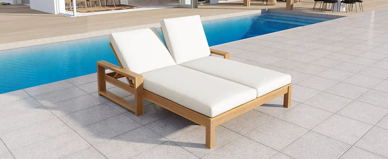 TREXM Outdoor Double Lounge Chair with 5-Position Adjustable Backrest by HouseOfZazla
