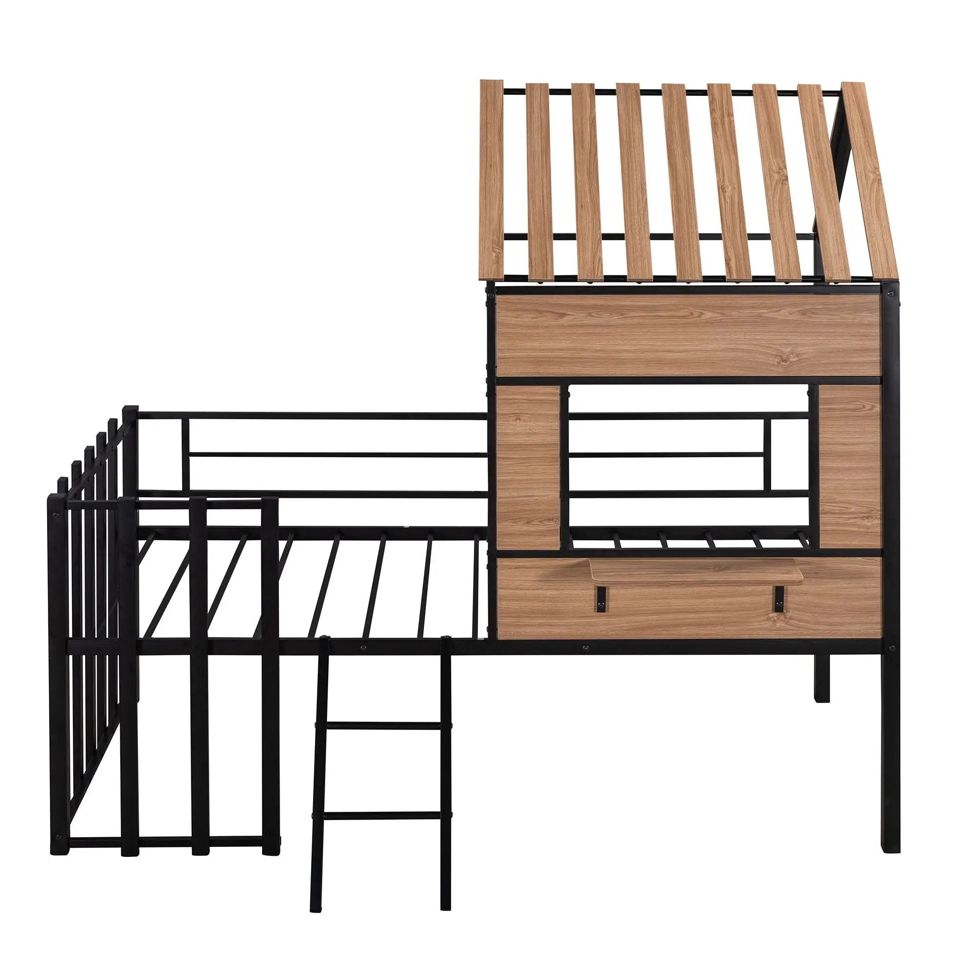 Loft Bed With Roof, Window, Guardrail, Ladder by HouseOfZazla