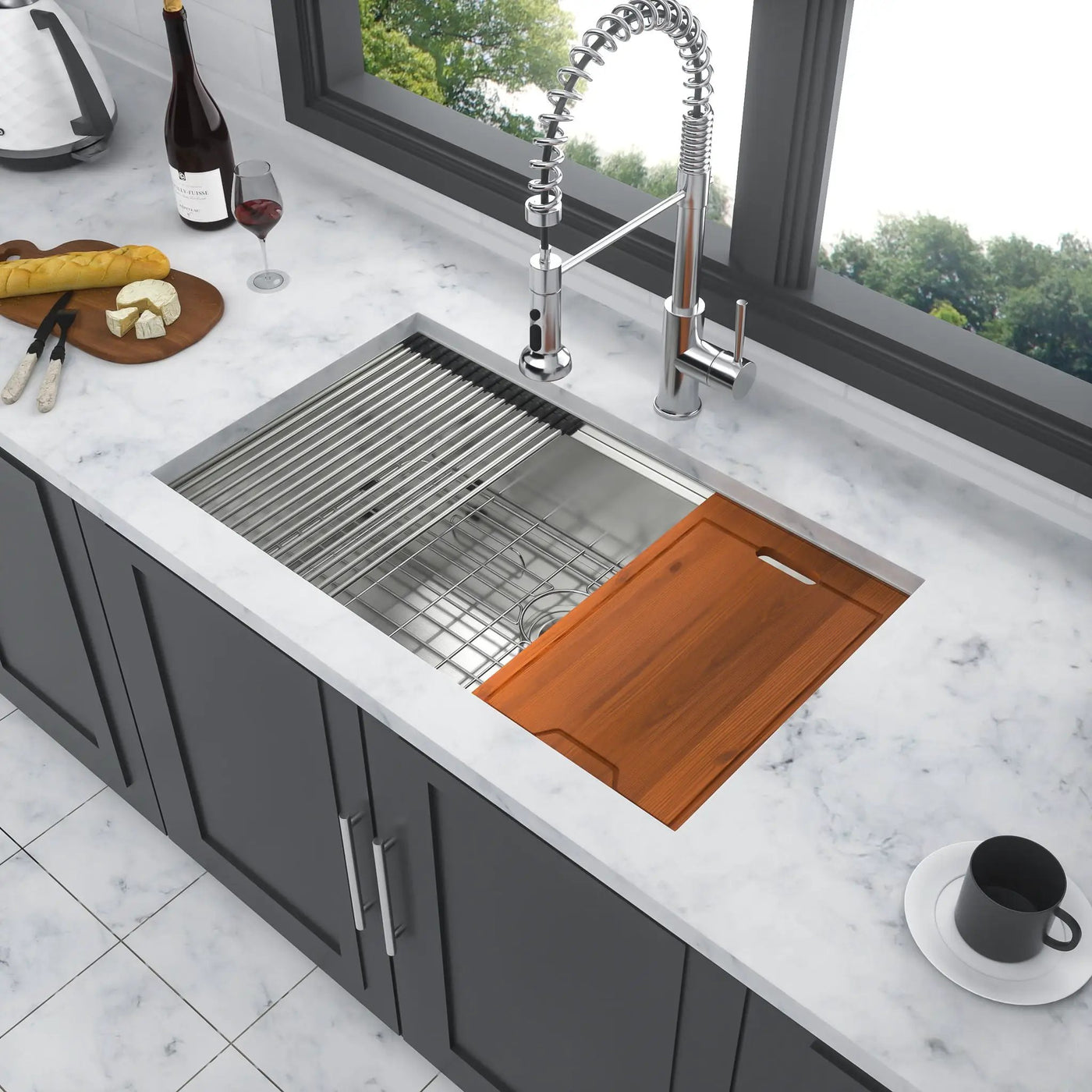 Single Bowl Undermount Workstation Kitchen Sink with Accessories by HouseOfZazla
