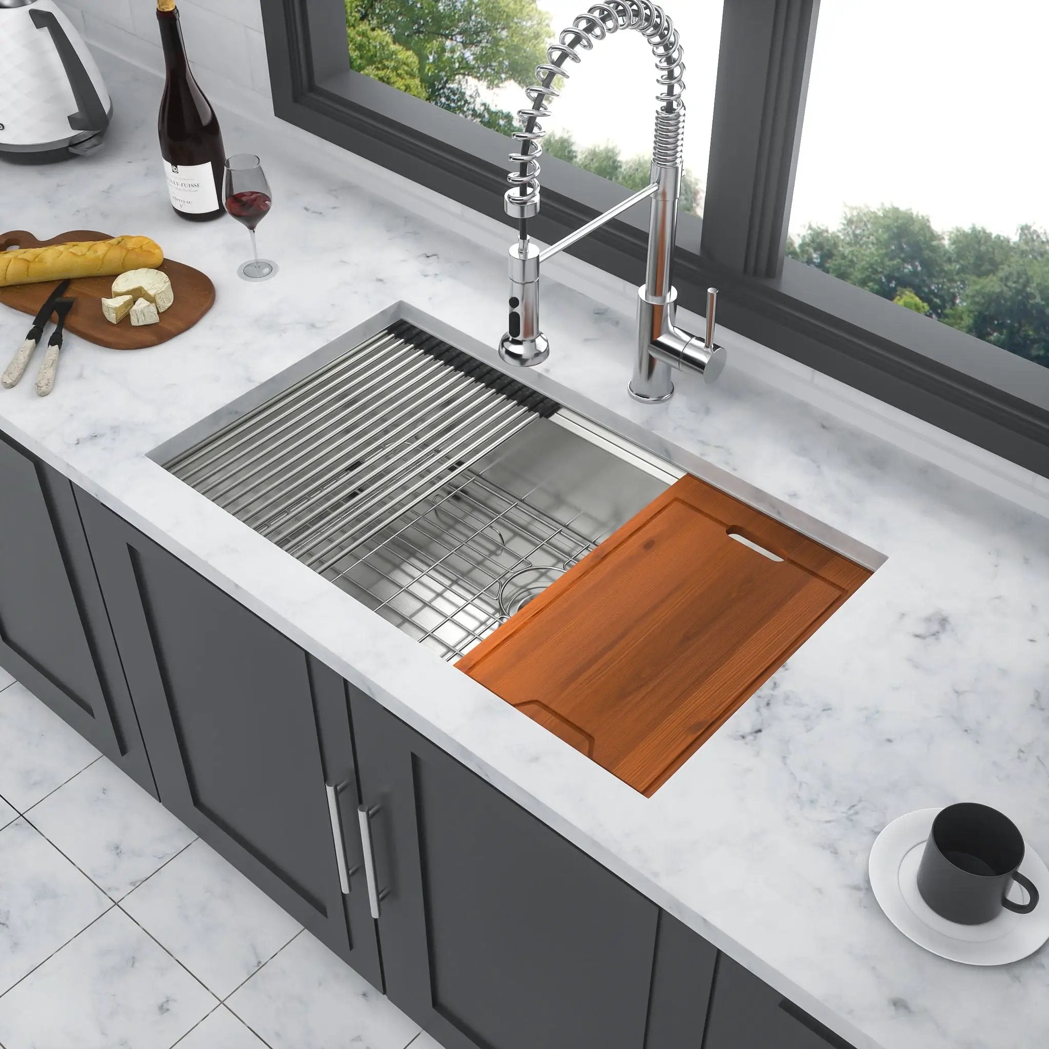 Undermount Workstation Kitchen Sink Stainless Steel Single Bowl by HouseOfZazla