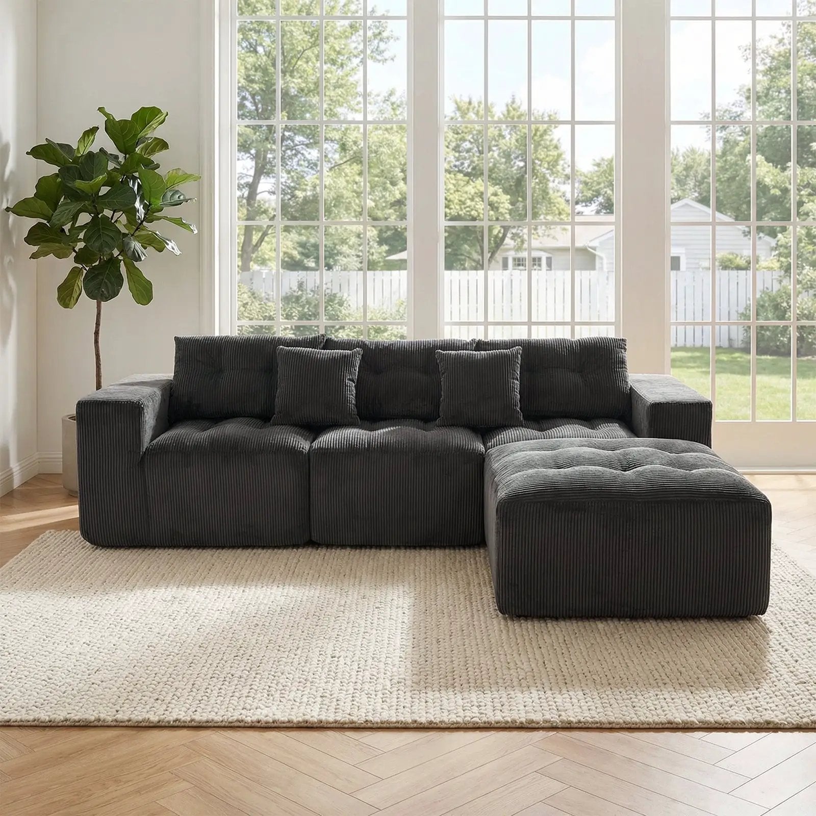 101" L-Shaped Modular Compression Sofa by HouseOfZazla