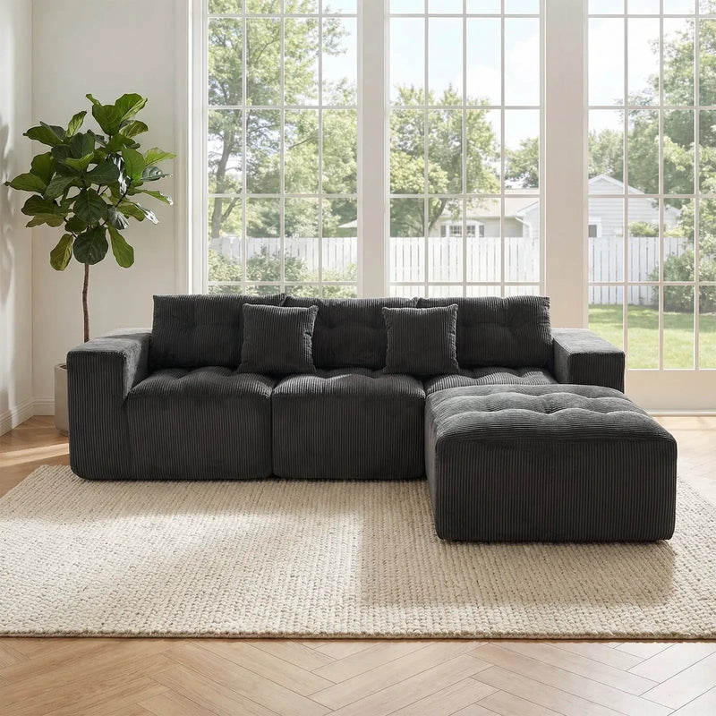 101" L-Shaped Modular Compression Sofa by HouseOfZazla