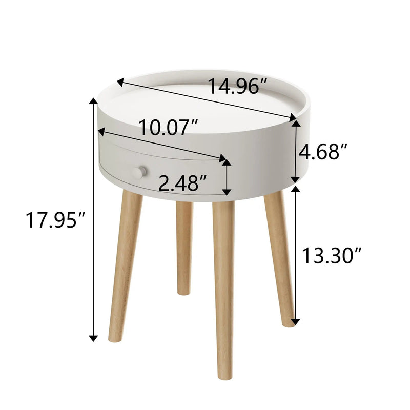 Nightstand With Storage Drawer, Bedside Table For Bedroom - White by HouseOfZazla