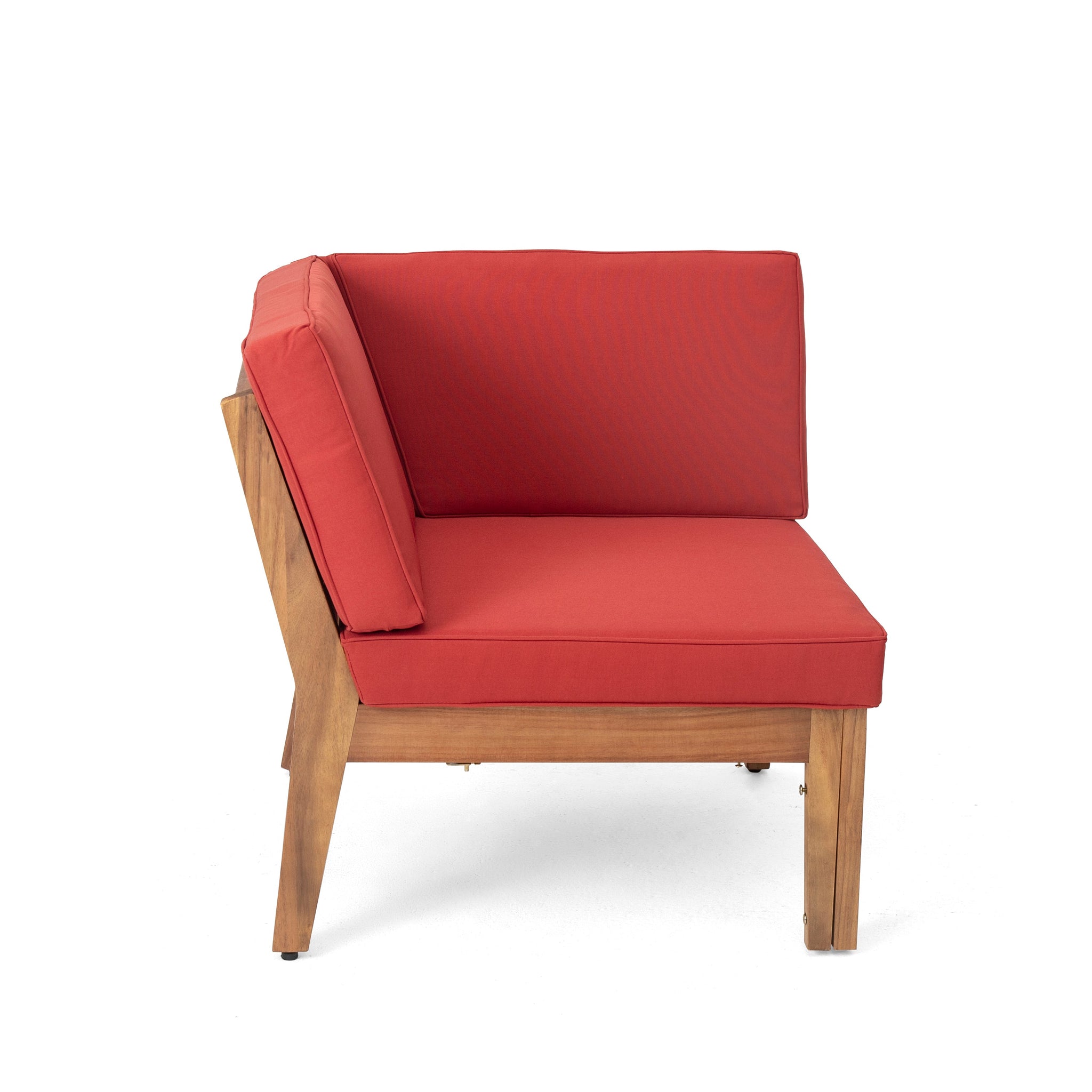 Grenada 8 Seater Acacia Wood Sectional Sofa Set, Teak + Red by HouseOfZazla