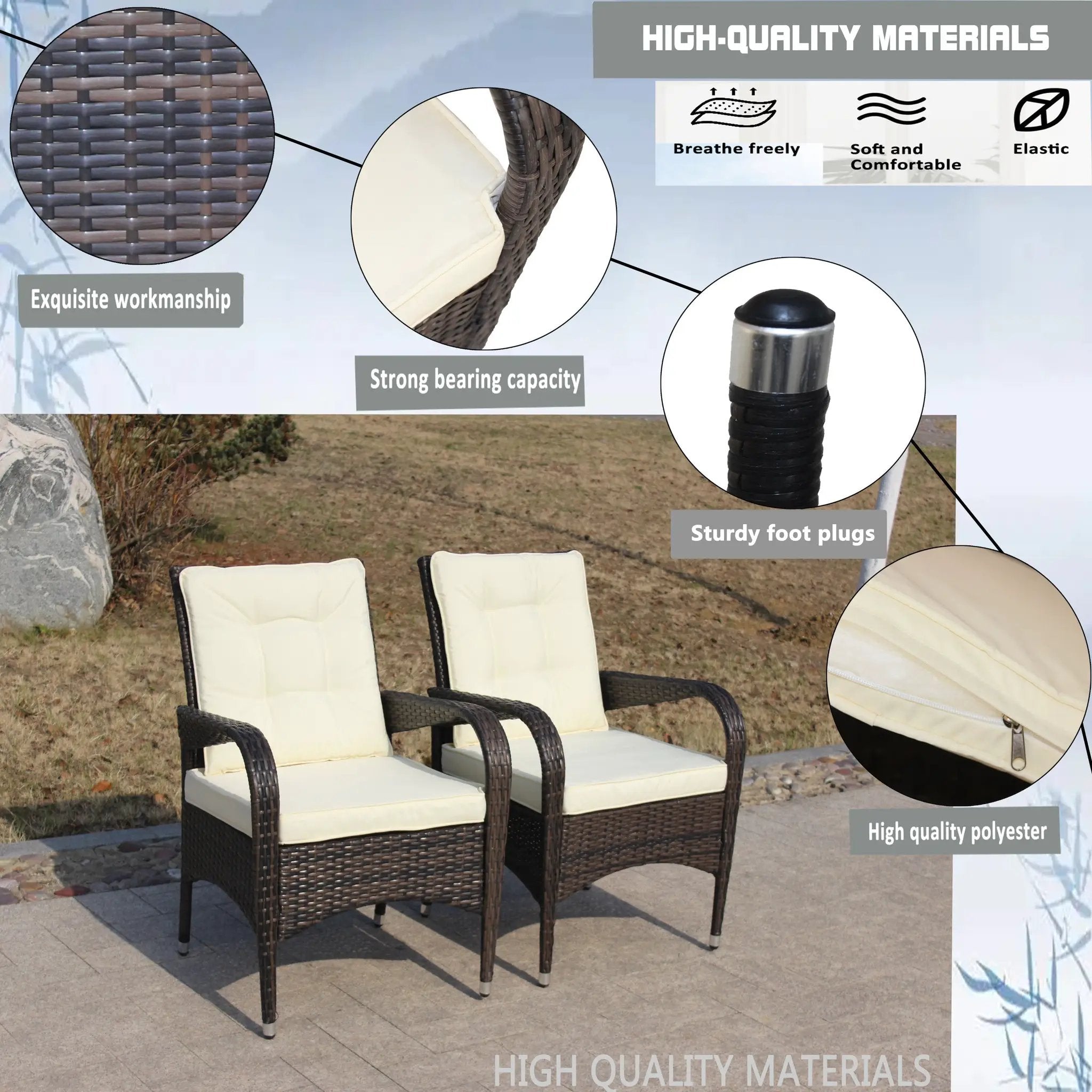 2-Piece Liberatore Dining Chairs with Beige Cushions by HouseOfZazla