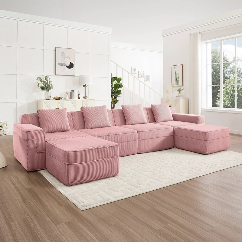 Modular 4 Seat U Shape Sectional Boneless Sofa by HouseOfZazla