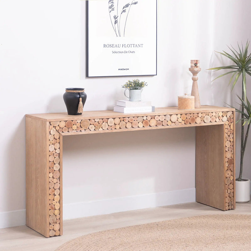 Rustic Wood Console Table With Natural Log Accents, Entryway Table, Narrow Sofa Table, Hallway Accent Table, Modern Farmhouse Style - Natural by HouseOfZazla