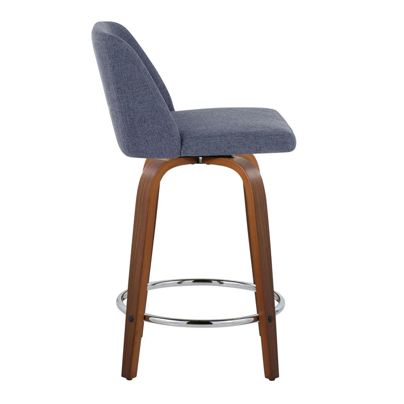 Toriano - Mid Century Modern Fixed Height Counter Stool With Swivel With Round Footrest (Set of 2) by HouseOfZazla