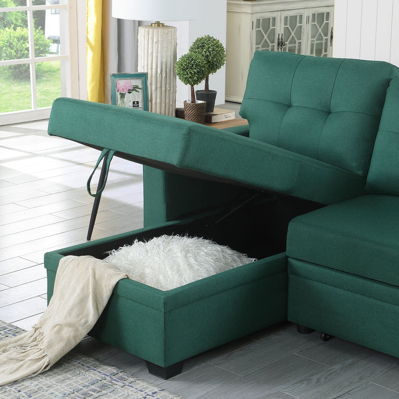 Upholstered Pull Out Sectional Sofa With Chaise by HouseOfZazla