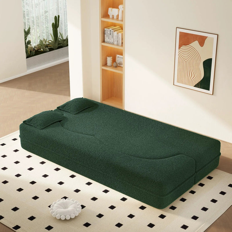 Modern Floor Sleeper Sofa Bed With 2 Pillows, Convertible Twin Size Folding Mattress For Living Room by HouseOfZazla