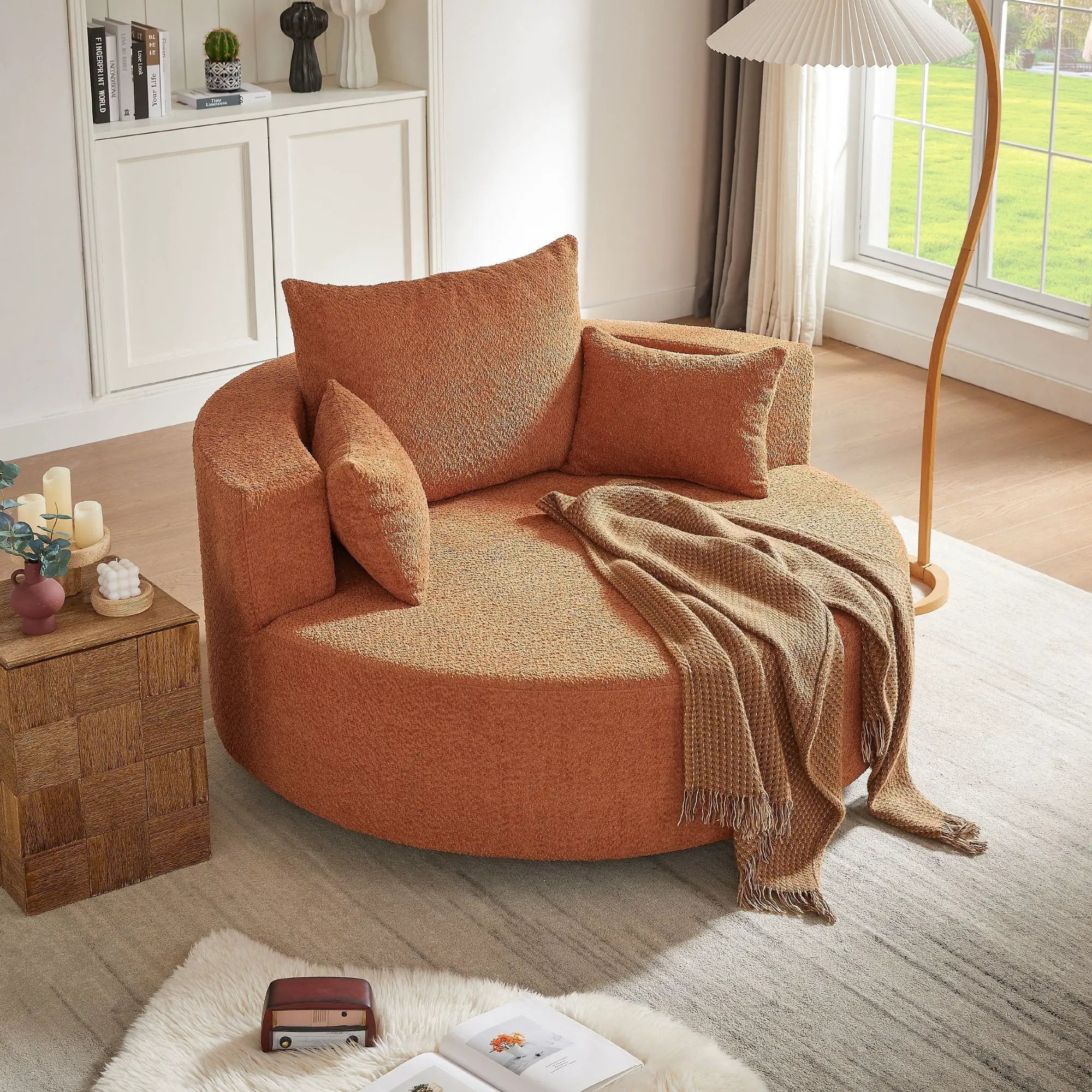 360° Swivel Accent Barrel Chair With 3 Removable Pillows For Living Room by HouseOfZazla