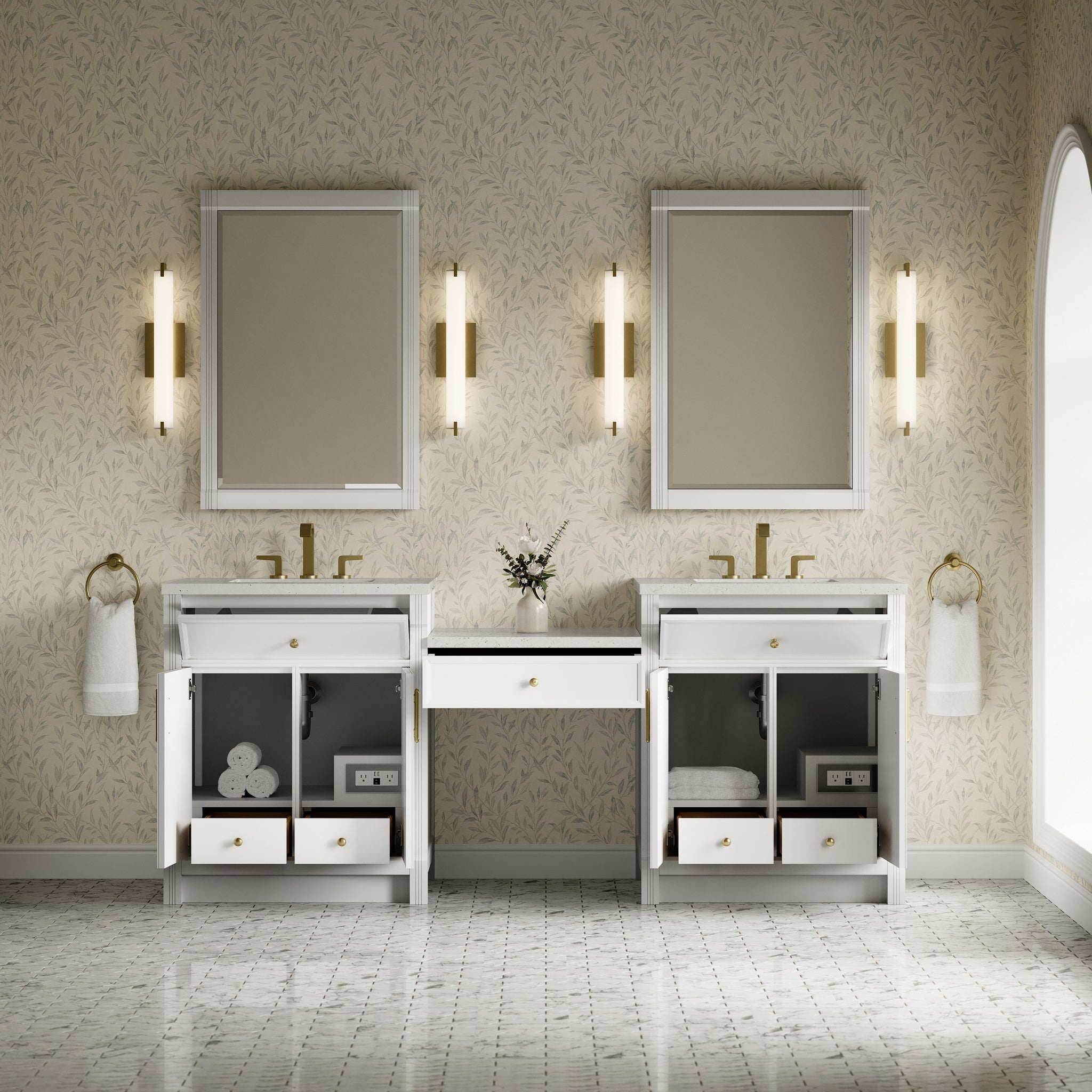 James Martin Bellshire 84" Double Bathroom Vanity, Bright White, view 13
