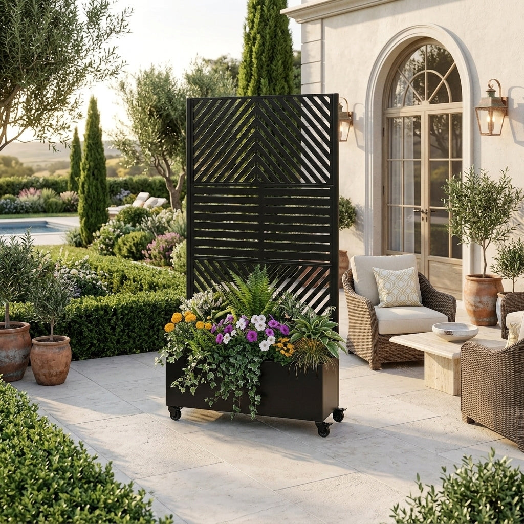 Metal Planter Box with Trellis, 73'x35'x16 Raised Garden Bed by HouseOfZazla