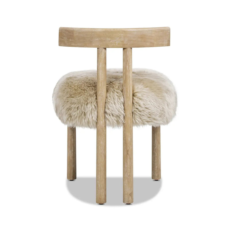 Arden 19.5" Genuine Sheepskin Fur Split Back Dining Chair by HouseOfZazla