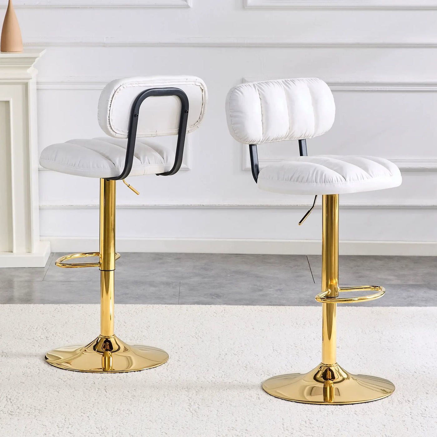 Adjustable Height Bar Stools & Footrest For Kitchen Island (Set of 2) by Unique Piece Furniture