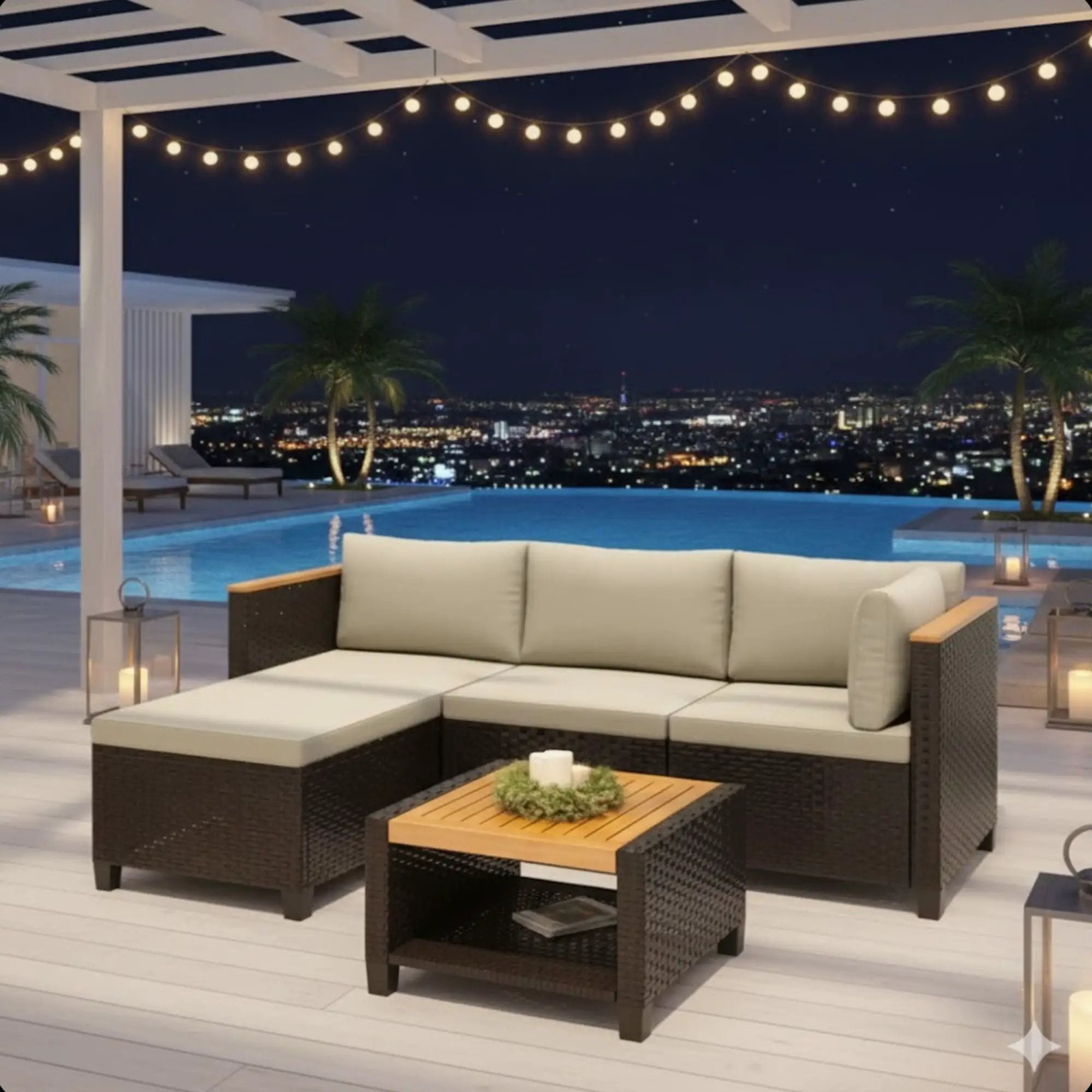 L-Shaped Patio Set With Cushions And Storage Table by HouseOfZazla