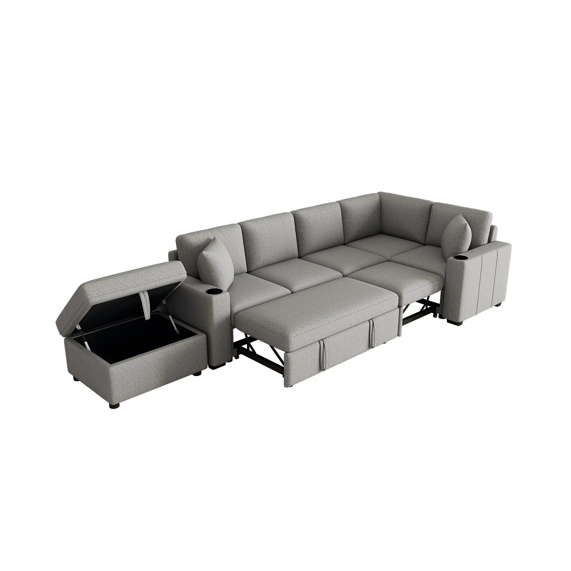 Sectional Sofa Convertible Pull-Out Sofa Bed With A Movable Storage Ottoman For Living Room by HouseOfZazla