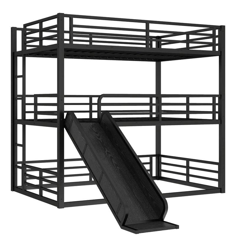Full Over Full Over Full Bunk Bed with Slide by HouseOfZazla