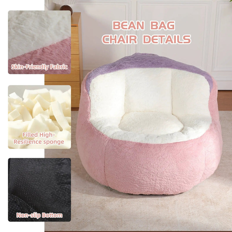 Oversized Multicolor Faux Fur Bean Bag Chair by HouseOfZazla