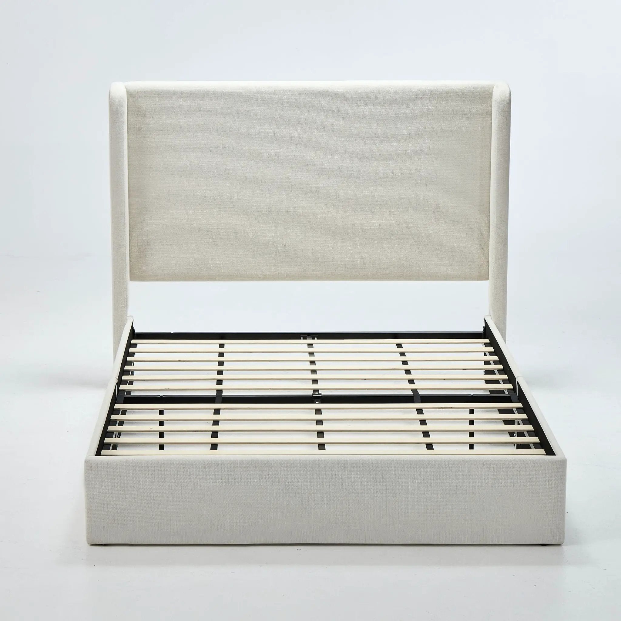 Carmen - Minimalist Upholstered Wingback Bed Frame With High Headboard