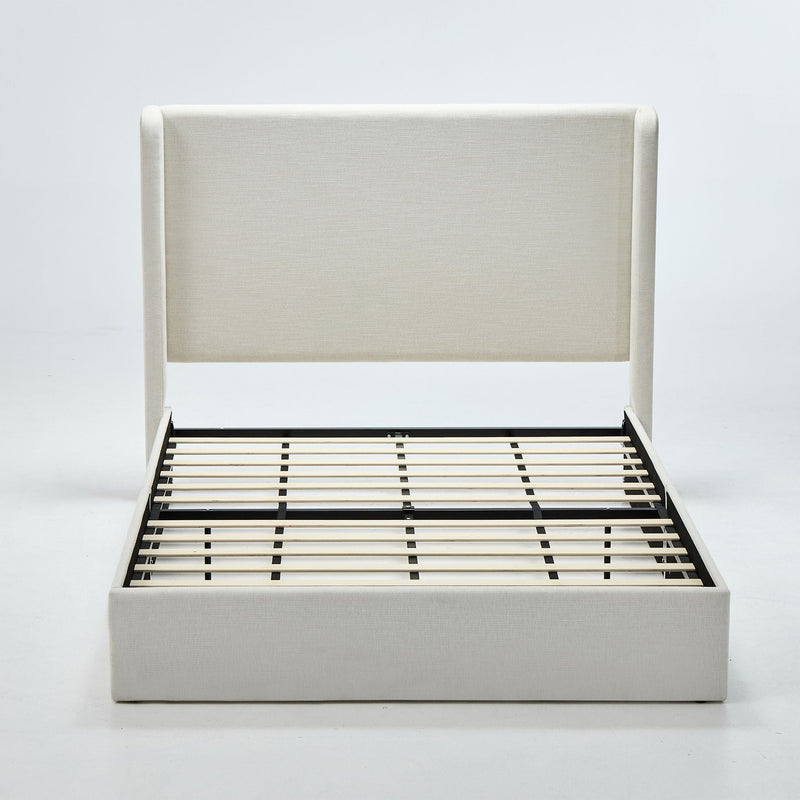Carmen - Minimalist Upholstered Wingback Bed Frame With High Headboard