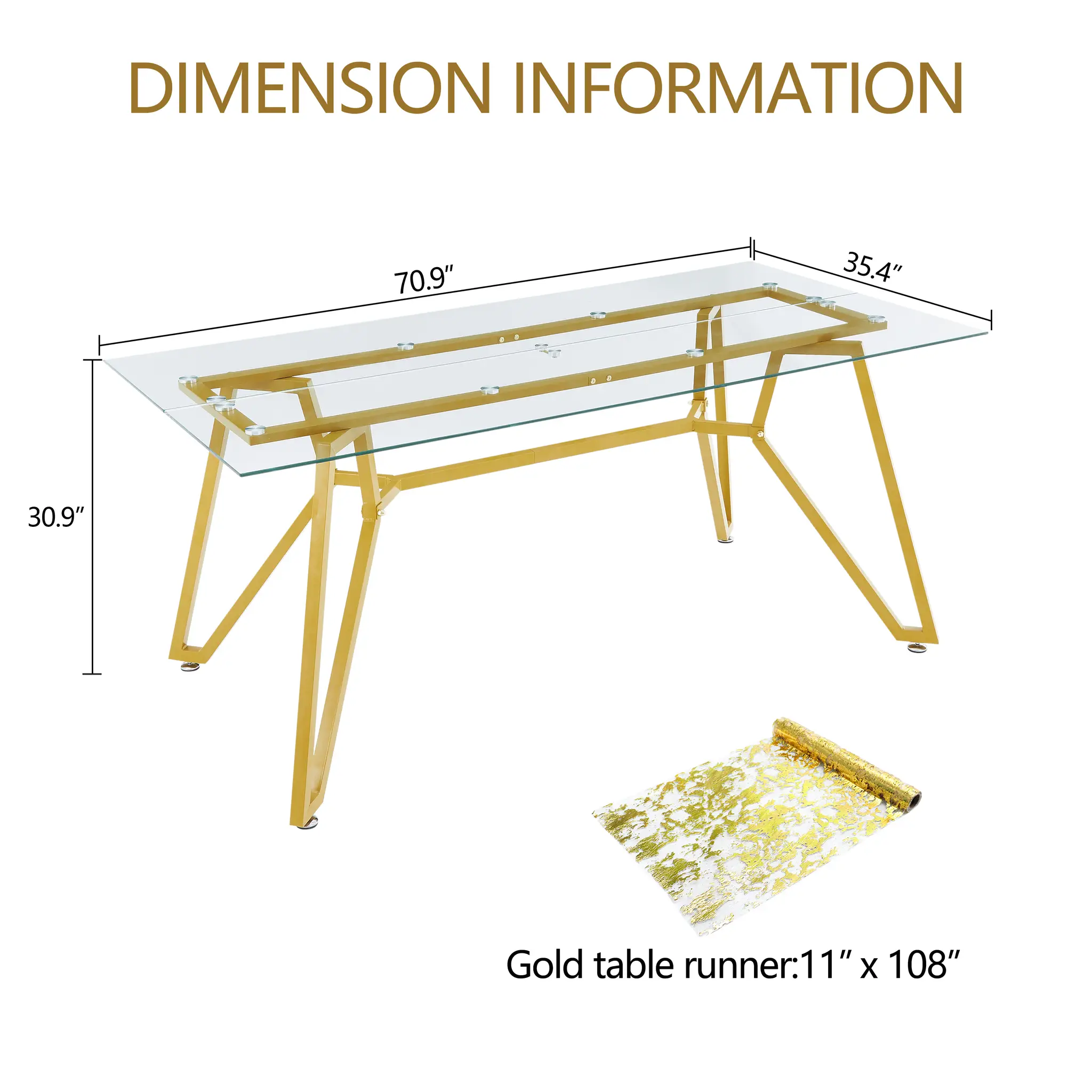 70.9-Inch Rectangular Glass Dining Table by HouseOfZazla