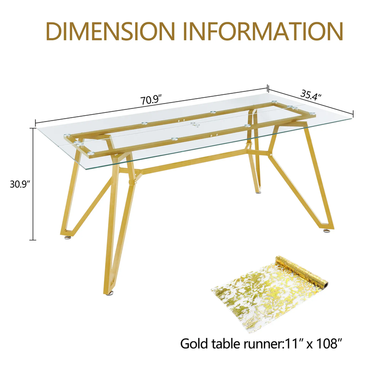 70.9-Inch Rectangular Glass Dining Table by HouseOfZazla