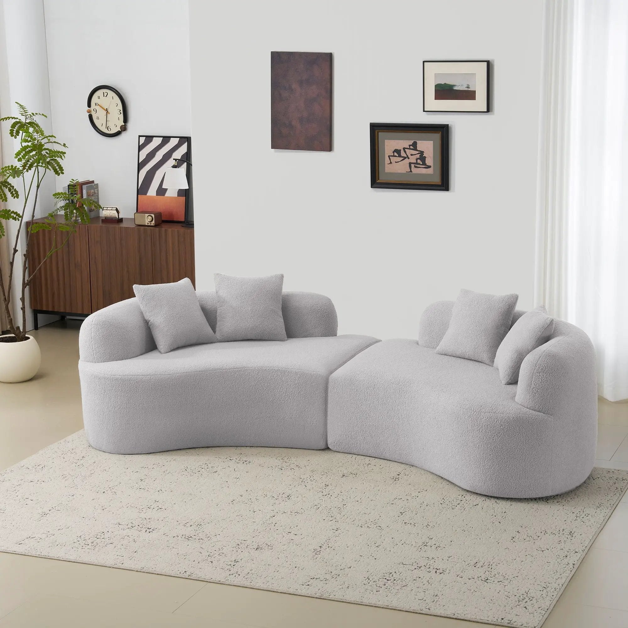 Curved 4 Seater Full Compression Sponge Sofa