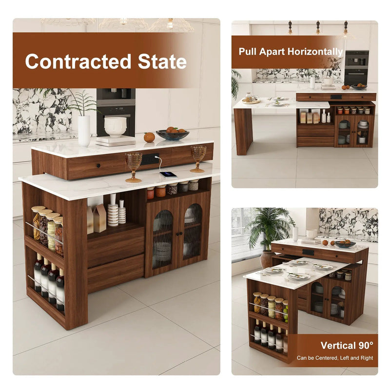 Extendable Kitchen Island with Rotating Table by HouseOfZazla