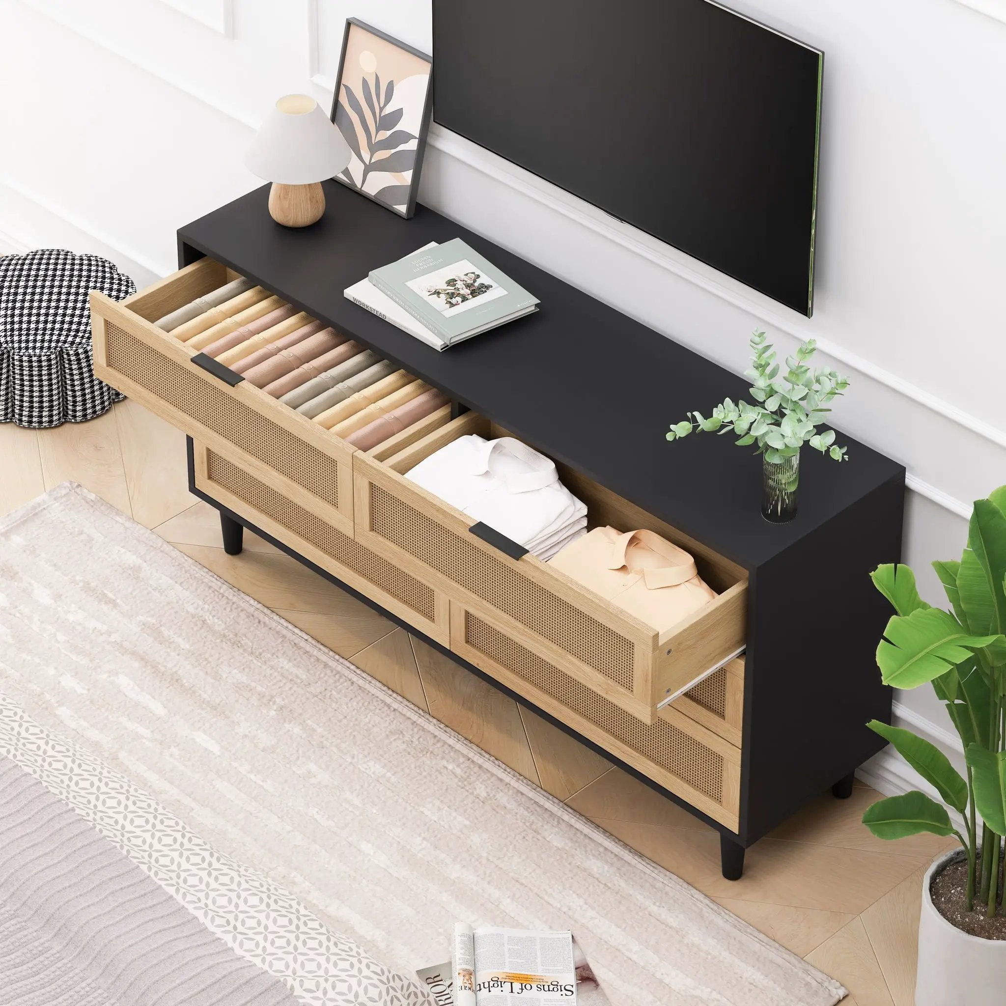 6 Drawer Storage Modern Cabinet For Bedroom